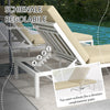 Set 2 Lettini Prendisole con Schienale Regolabile e Tavolino da Giardino in Vetro, Beige 84G-337V00BG