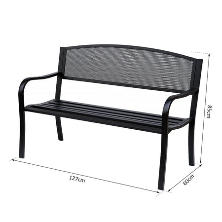 Panchina da Esterno Panca da Giardino Max 240kg Metallo 127 × 60 × 85cm Nero 84B-182BK