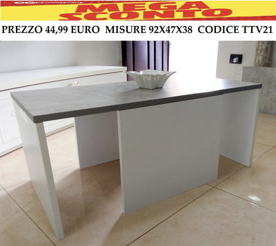 ttv21 tavolino da salotto soggiorno bianco e grigio cemento in legno tavolinetto caffè