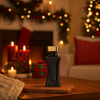 Portacandela profumo in ceramica nero per decorazione ambienti h 16 cm
