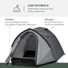 Tenda da Campeggio 2 Posti Impermeabile con Vestibolo, Finestre e Porte con Cerniera, 325x183x130cm Grigio EA1A20-174EA1