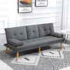 Divano Letto 3 Posti Reclinabile con 2 porta bicchieri e 2 Braccioli Staccabili, in Tessuto Effetto Lino e Legno di Pioppo, 181x77x78 cm soggiorno salotto F833-663CGA