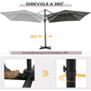 Ombrellone da Giardino con Angolazione Regolabile su 5 Livelli e Rotazione a 360°, 2.5x2.5 m, Grigio 84D-051V00GY