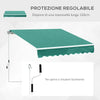 Tenda da Sole per Esterno Avvolgibile a Manovella in Metallo e Alluminio, 4x2.5m, Verde Scuro ED4840-151GNED4