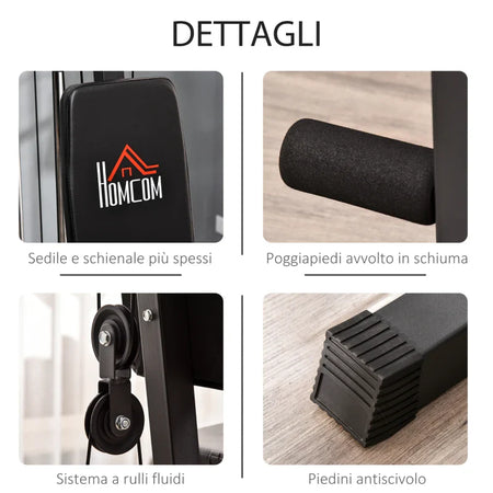 Stazione Fitness Multifunzione per Allenamento a Casa e Professionale in Acciaio, 148x108x207 cm, Nero ZM4A91-132ZM4
