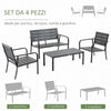 Set Salotto da Giardino da 4 Pezzi con Panchina a 2 Posti, 2 Poltrone e Tavolino, Grigio Scuro 84B-644