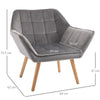 Poltroncina Stile Nordico in Legno ed Effetto Velluto Grigio per Soggiorno o Ufficio , 64x62x72.5 cm sedia poltrona salotto studio F833-799V00GYA