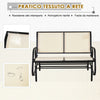 Panchina a Dondolo da Giardino a 2 Posti in Metallo e Tessuto Traspirante, 120x70x85cm, Beige 84A-076CW