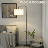 Lampada da Terra Moderna in Acciaio con Paralume in Tessuto Effetto Lino, 64x38x163.5 cm, Bianca e Nera TG5B31-329TG5