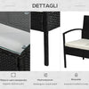 Set Mobili da Giardino in Rattan Sintetico Composto da 1 tavolino 2 poltrone e 1 divano a 2 posti Nero e Crema 863-024