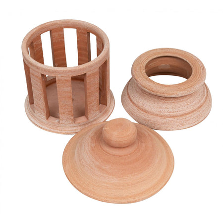 Lanterna da Esterno Grande Terracotta Toscana Biscottini - 45,5x26,5x26,5 cm, Decorazioni Giardino, Resistente al Gelo, Made in Italy