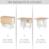 Tavolo Consolle a Ribalta con Vano Mensola, Tavolino da Salotto e Cucina Pieghevole Salvaspazio, Color Legno e Bianco, 118x80x72cm YT6835-339YT6