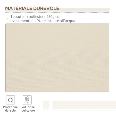 Tenda da Sole per Esterno a Bracci Avvolgibile con Apertura a Manovella, 360x250 cm, Crema BV5840-175V00CWBV5