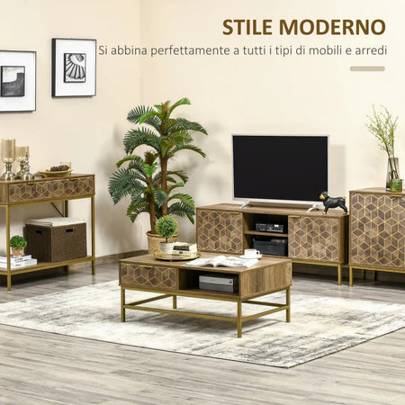 Tavolino 100x59x43 KW4839-368KW4 , soggiorno salotto basso nero bianco marrone grgio design moderno sala moderno alto divano camera legno vetro rotondo