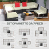 Salotto da Giardino in Rattan da 7 Pezzi con Tavolino e Divano Modulabile con Cuscini, Crema 860-020