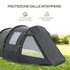 Tenda da Campeggio 3 Posti con 2 Stanze Interne con Finestre e Coperture, 475x264x172 cm, Nero EJ8A20-285V00BKEJ8