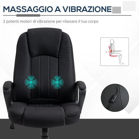 Poltrona da Ufficio Massaggiante ad Altezza Regolabile, 60x74x106-116cm, Nera UJ3921-593BKUJ3