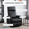 F713-066V90A Poltrona Alza persona con Telecomando, Schienale Reclinabile con Poggiapiedi in Pelle PU Nera 67x95x105cm