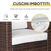 Set Mobili da Giardino Rattan PE da 3 Pezzi, 2 Poltrone da Esterno, Tavolino e Cuscini, Marrone 860-073BN