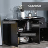 F838-077BKA madia soggiorno salotto nero lucido legno laminato ufficio studio design con 4 ante 2 cassetti