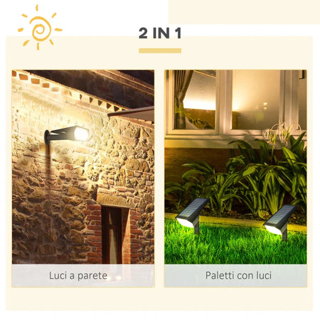 set da 4 Faretti da Giardino e Muro con Picchetto, Luce Solare 2 Luminosità, 17x10x48.3cm Nero XB3B30-025V00BKXB3