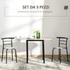 Set da Pranzo 3 Pezzi con 2 Sedie e 1 Tavolo da Pranzo Ovale in MDF e Acciaio per Spazi Limitati UH7835-644UH7
