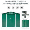 Casetta da Giardino Porta Utensili in Lamiera con Porte Scorrevoli, 213x130x185cm, Verde ER8845-030GNER8