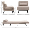 Poltrona Letto Singolo con Materasso e Cuscino Imbottito,  casa ufficio studio  , Telaio in Metallo e Schienale Regolabile 90-180°, Beige divanetto ospiti F833-066BGA