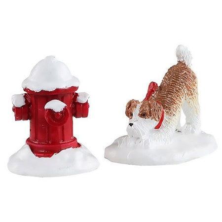 Accessori per villaggio di Natale in poliresina, con idranti, cagnolini e cassette postali