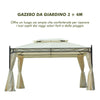 Gazebo da Giardino 3x4m in Acciaio con Doppio Tetto e 4 Tende Laterali, Crema 01-0872