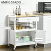 Carrello Cucina con Cassetto Armadietto e Scaffale, Carrellino Portavivande con Piano in Bambù e 4 Ruote, Bianco TY8801-215TY8