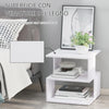 Tavolino Caffè 2 Ripiani Aperti Legno 40x41x43 Bianco HY6833-619WTHY6 ,  soggiorno salotto basso nero bianco marrone grgio design moderno sala moderno alto divano camera legno vetro rotondo