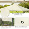 Gazebo da Giardino 3x3m in Metallo Nero con Tettuccio Crema 01-0867