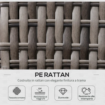 Salotto da Giardino Set 3 Pz con 2 Divani da Esterno e 1 Tavolo da Giardino in Rattan Sintetico Grigio 860-123