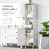 Mobile Salvaspazio Bagno in Legno Bianco, Mobile a Colonna con Armadietti e Cassetto 39x30x180cm QA2834-312QA2