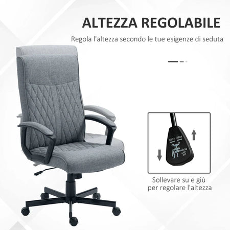 Sedia da Ufficio Girevole con Funzione Dondolo e Altezza Regolabile, 65x72x102-112.5cm, Grigio PL8921-605V00CGPL8