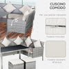 Set 5 Pezzi Salotto da Esterno con 2 Divani 1 Tavolino 2 Sgabelli, Mobili da Giardino in Rattan Grigio 860-093CW