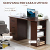 Scrivania Ufficio con  Cassetti e 3 Ripiani Reversibili in Legno, 120x49x72cm, Noce NW9836-068V01NW9