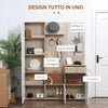 Mobile da Ingresso 4 in 1 in Truciolato con Specchio, Ganci e Ripiani Regolabili Interni, 145x29x184 cm HJ6837-256V00WTHJ6
