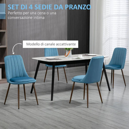 Sedie da Cucina Imbottite, Set 4 Pezzi in Poliestere e Acciaio, 47x55x86 cm, Blu DR6835-922V00DBDR6