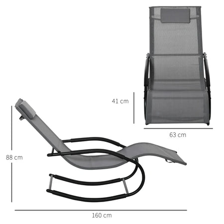 Sdraio a Dondolo Zero Gravity Ergonomica, in Metallo e Texteline, 63x160x88cm  84B-681CG