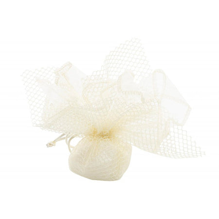 Portacandela dorato Harmony con cuore bianco e candela inclusa, bomboniera in porcellana con scatolo