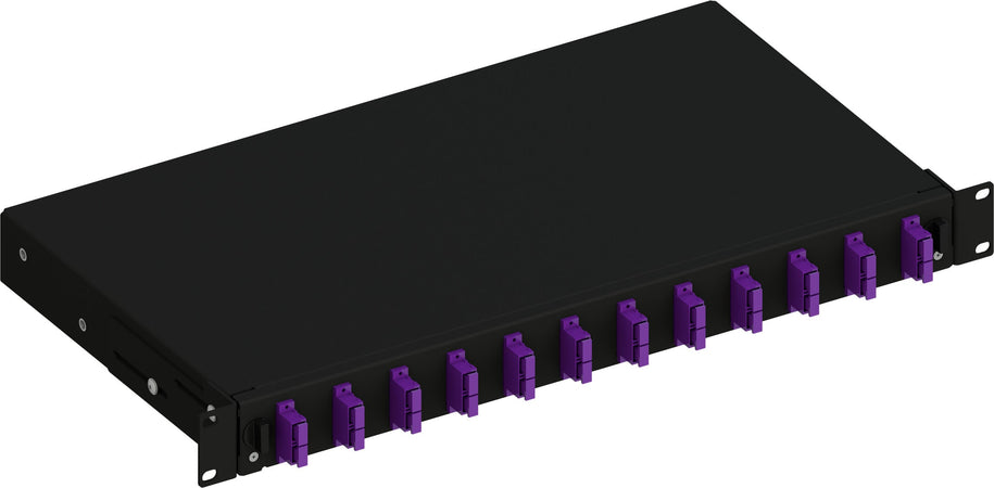 Cassetto Ottico 19'' Scorrevole con 12 Bussole SC Duplex Multimodale OM4 Nero