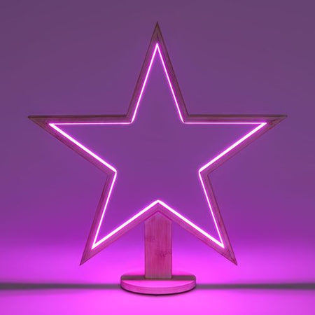 Decorazione luminosa stella natale 55 cm con base strip led multicolor per addobbi natalizi