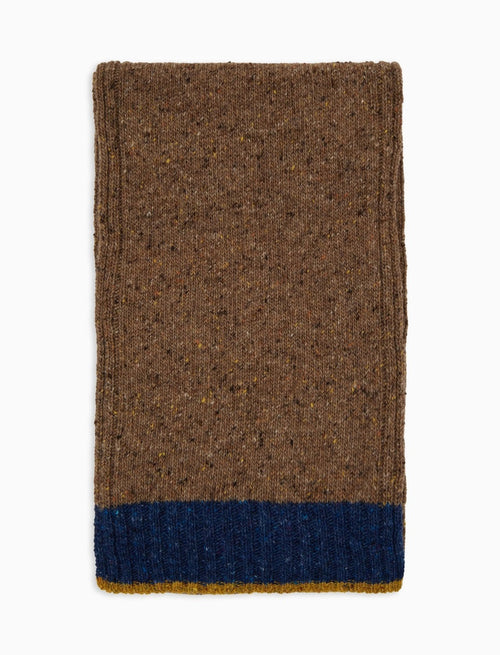 Gallo Sciarpa uomo lana beige tinta unita con bordo in contrasto