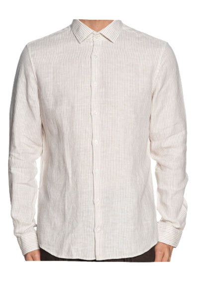 calvin klein CAMICIA LINEN STRIPE SLIM SHIRT da uomo