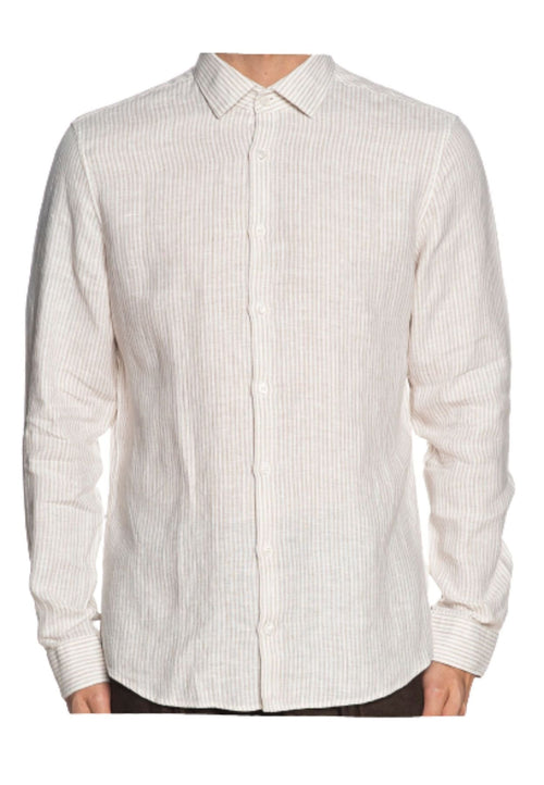 calvin klein CAMICIA LINEN STRIPE SLIM SHIRT da uomo