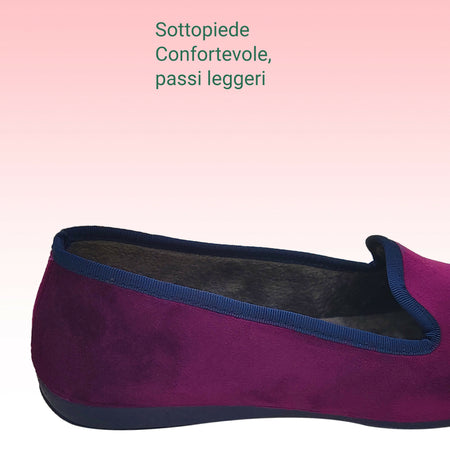 Dorea magiche ballerine donna scarpe in vellutino rasato eleganti friulane per ricevimenti, vera produzione artigianale spagnola