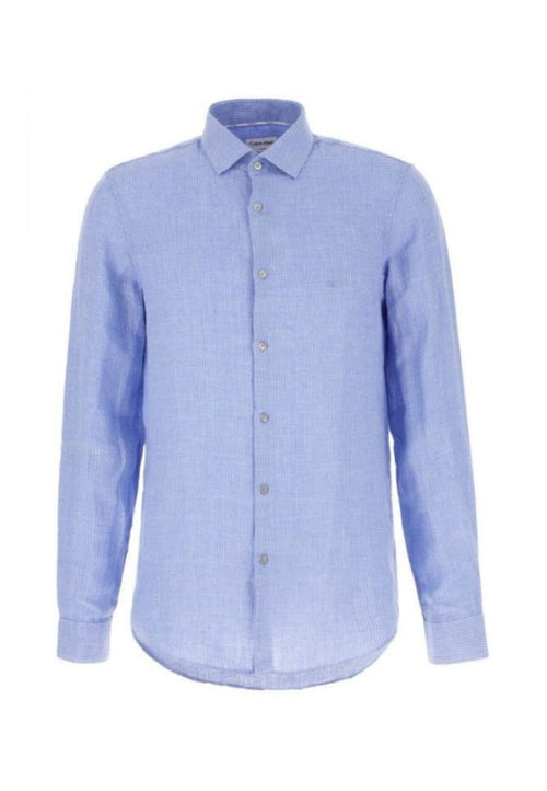 calvin klein CAMICIA LINEN CHECK SLIM SHIRT da uomo