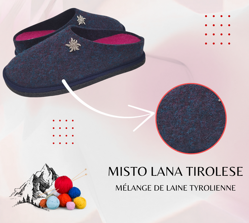 Primo Calzature Ciabatte Donna ValGardena Pantofole Invernali da Casa in Lana, Suola in Feltro con Plantare Estraibile